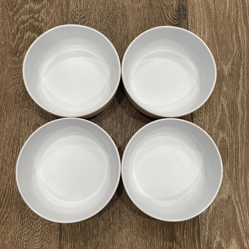 Set 4 Matte White / Neutral SALAD BOWLS 6x2” Melamine RACHEL ZOE Dwell Side NEW